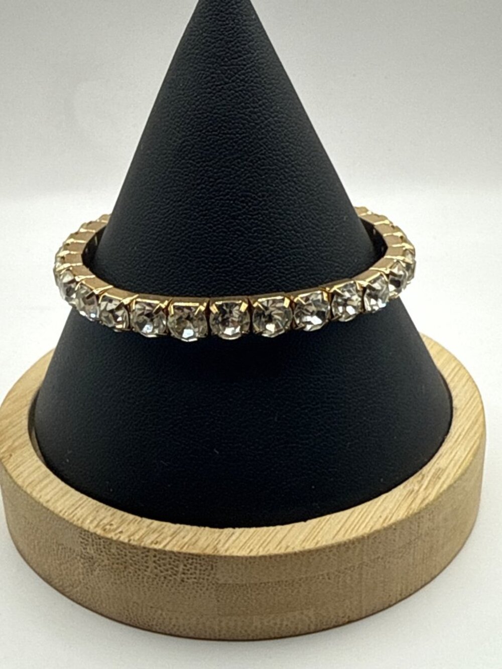 Gold Clear Cubic Zirconia Stretch Tennis Bracelet Bling Coquette Old Money